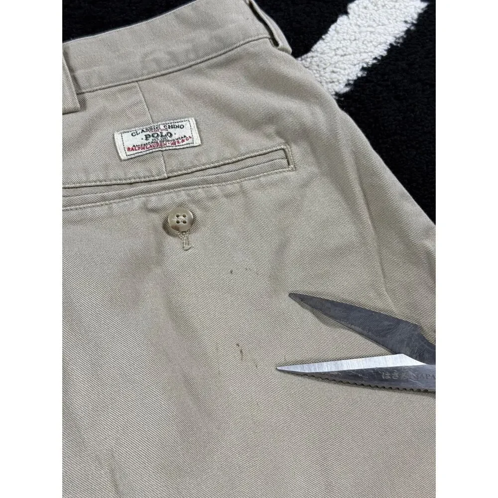 VINTAGE Polo Ralph Lauren Shorts Mens 40x6 Tan Chino Andrew Short Cotton Beach